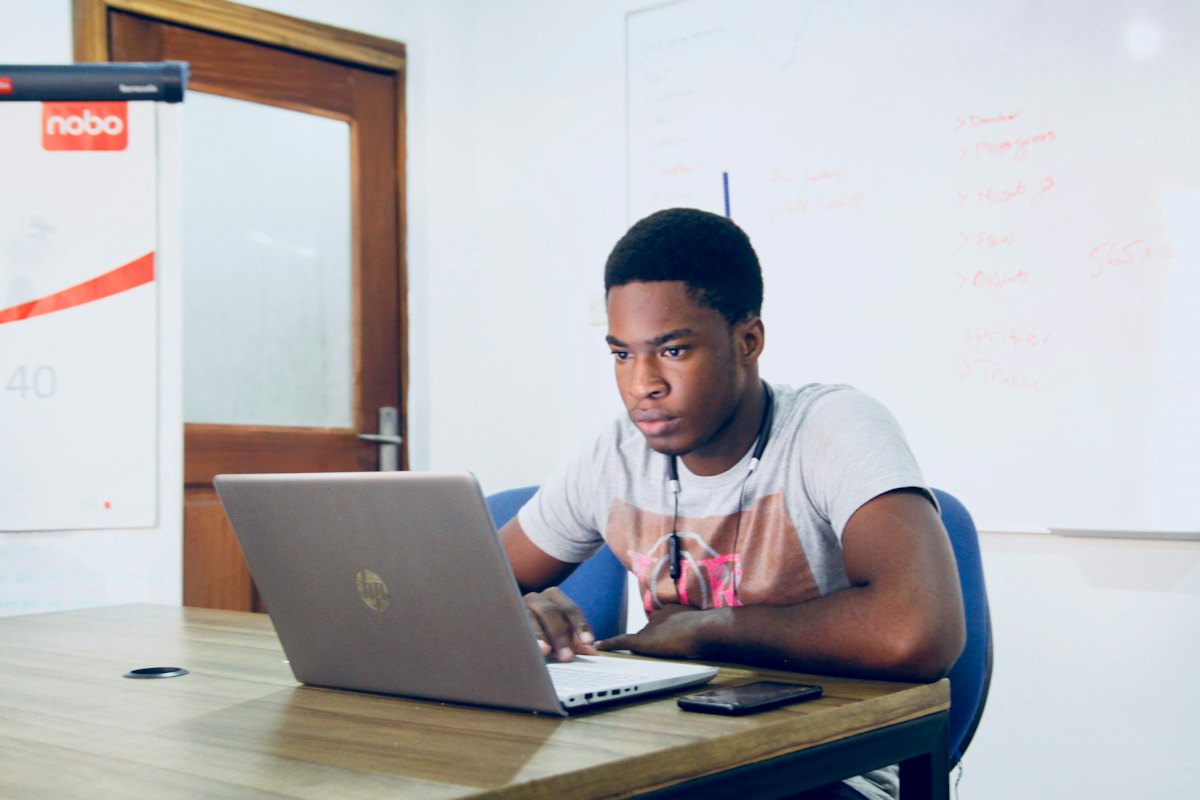 A Schull Academy learner in a study session